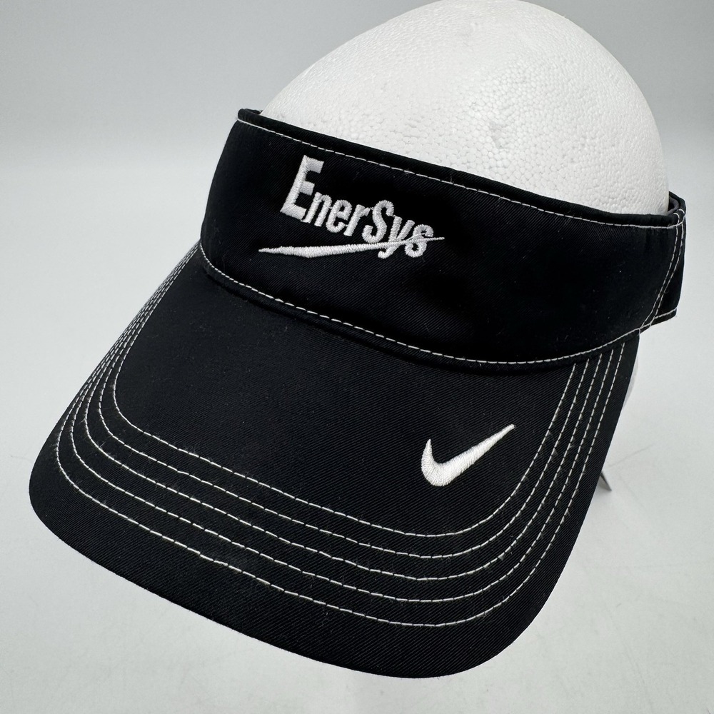 Nike Golf Swoosh Black Adjustable Visor New 429466-010 Adult EnerSys Logo NWT
